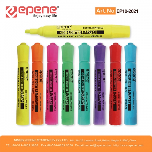 易派诺荧光笔，彩秆彩帽，快干,无毒，斧头，多种包装（EP10-2021）