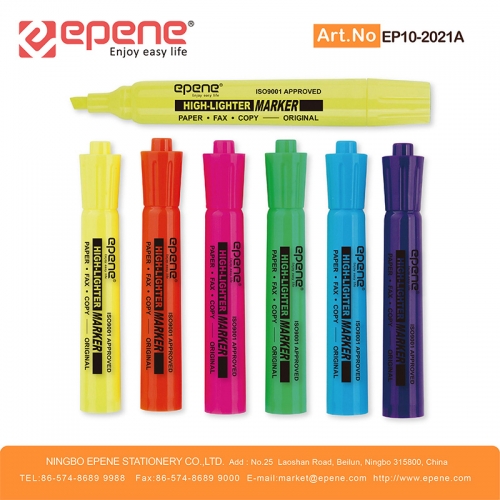 易派诺荧光笔，彩秆彩帽，快干,无毒，斧头，多种包装（EP10-2021A）