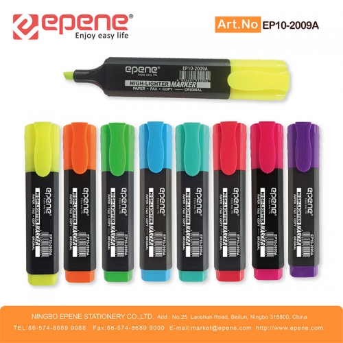 易派诺荧光笔，高明度，扁款，黑秆黑帽、彩秆彩帽，大容量墨水（EP10-2009A）