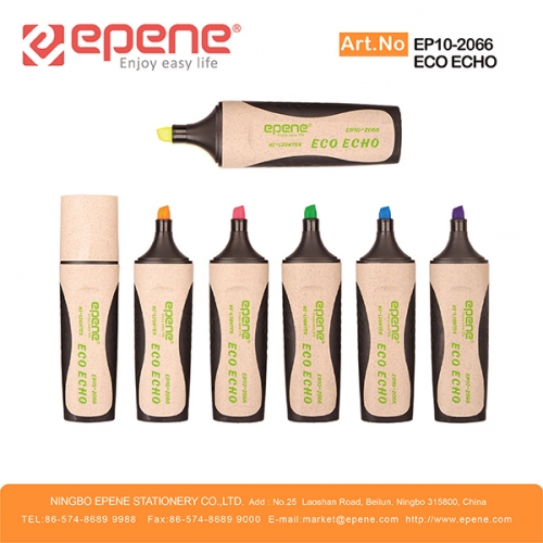 易派诺麦秸秆荧光笔，环保材料笔杆，双色注塑，6色可选（EP10-2066 ECO ECHO）