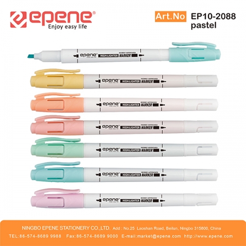 易派诺双头荧光笔，白杆牛奶色，6色（EP10-2088P）